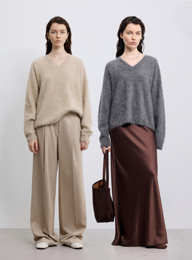 CHICC3康赛尼AURORA莼羊绒纱北欧风经典V领毛衣