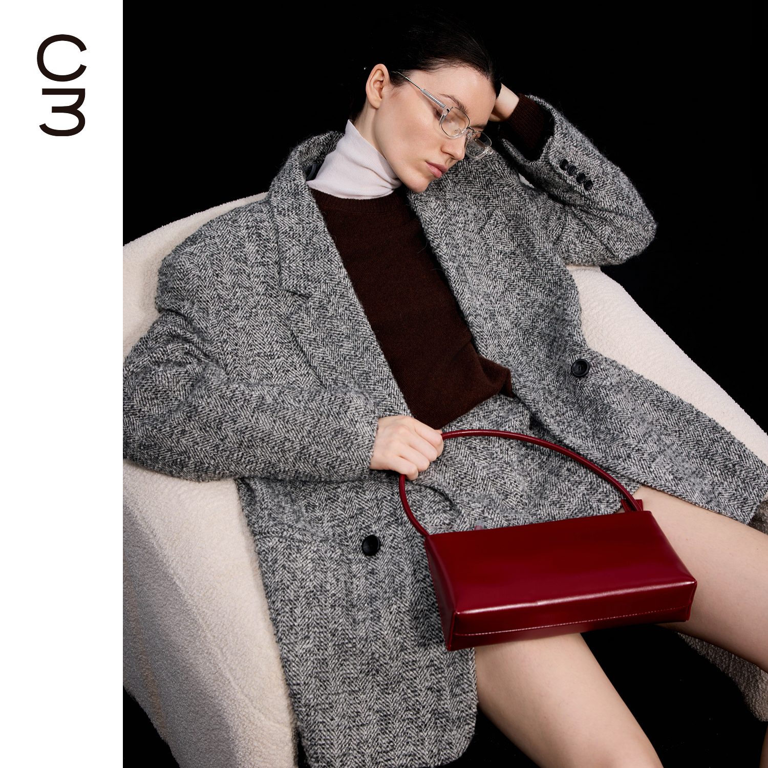 CHICC3混色圈圈绒Alpaca羊驼绒羊毛呢 老钱风倒T西装