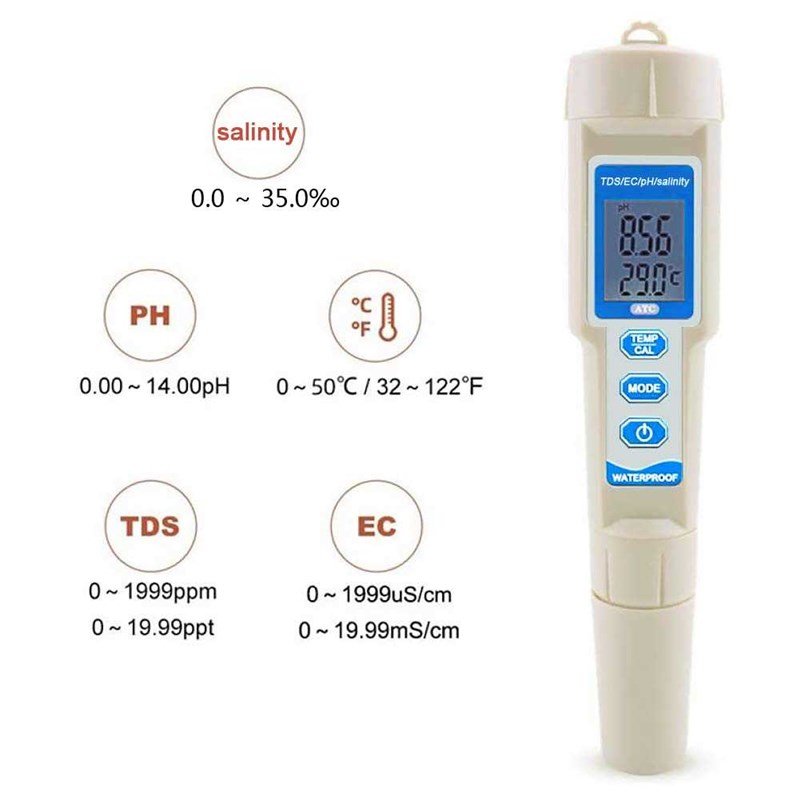 YANI 笔式盐度计测量仪 盐度测试仪海水鱼缸 多功能盐度表ph值
