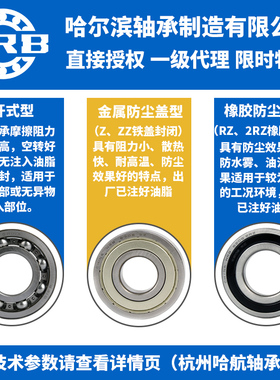 HRB 哈尔滨轴承 6305 6306 6307 6308 6309 - 2 Z RZ Z 深沟球