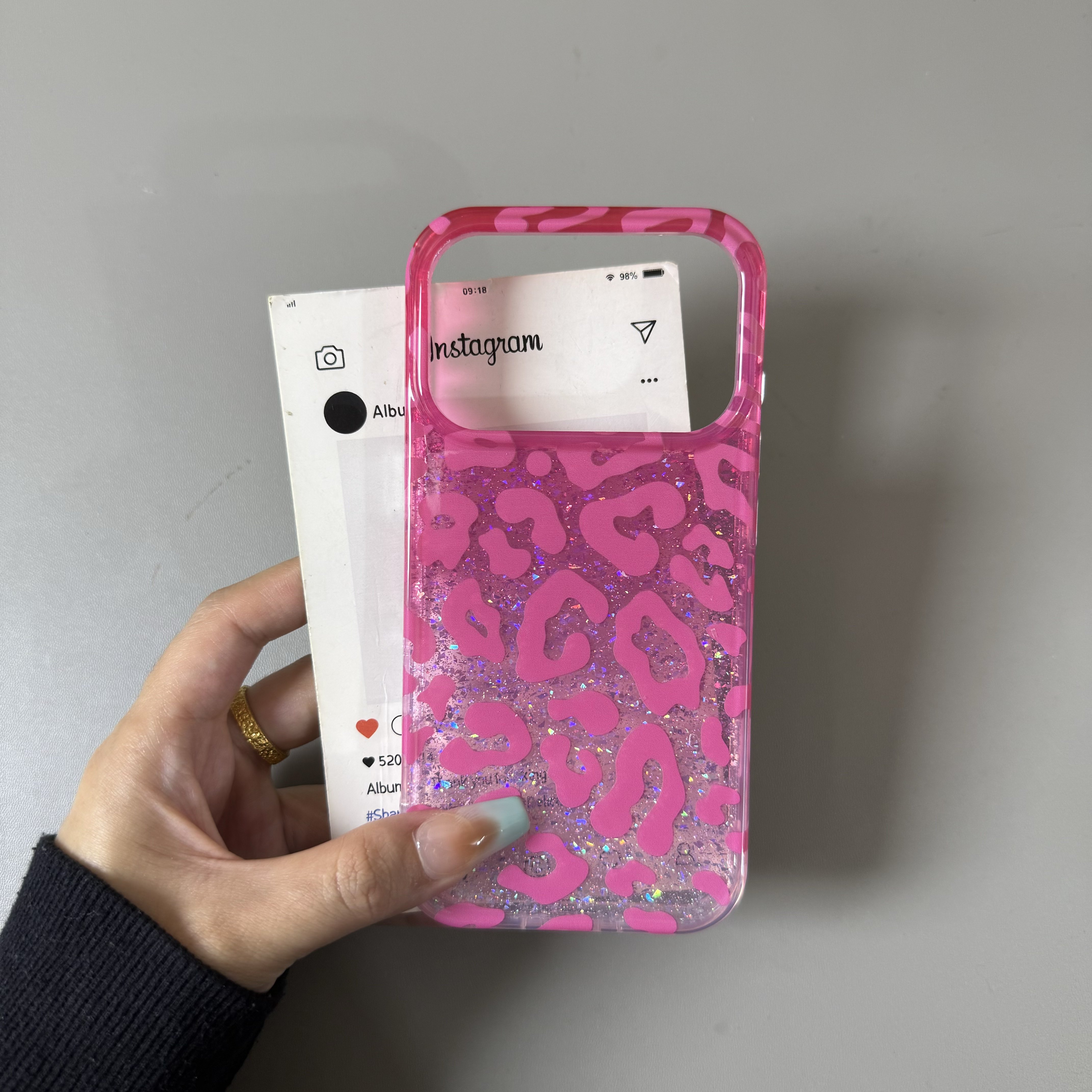 ins辣妹玫红色闪粉豹纹适用iPhone17手机壳16promax苹果15/14/13韩系甜酷高级,3C数码配件,手机保护套/壳,淘宝优惠券,粉丝福利购,淘宝优惠卷