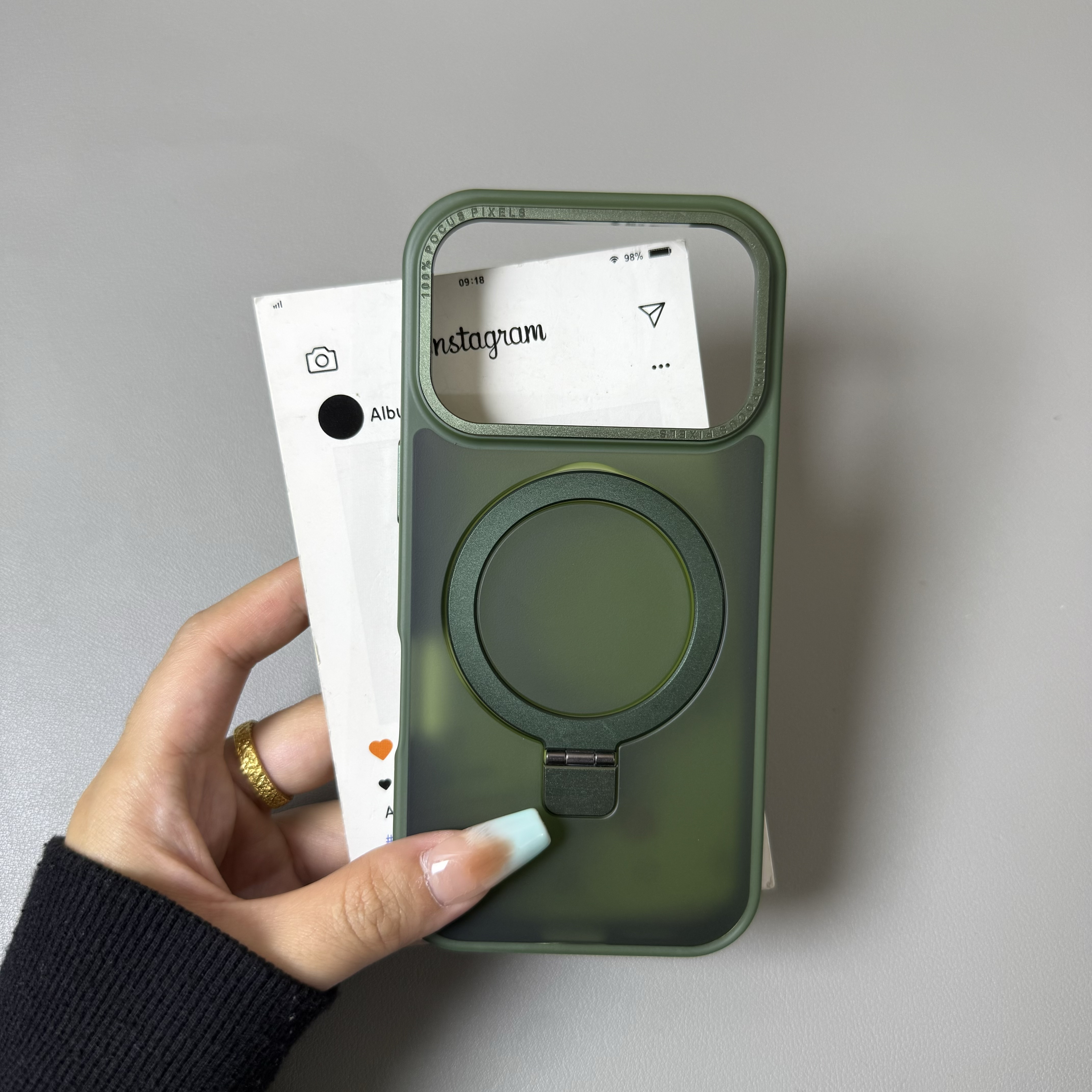 松林绿肤感磁吸支架壳适用iPhone18手机壳17/16promax苹果15/14/13高级简约小众透图片