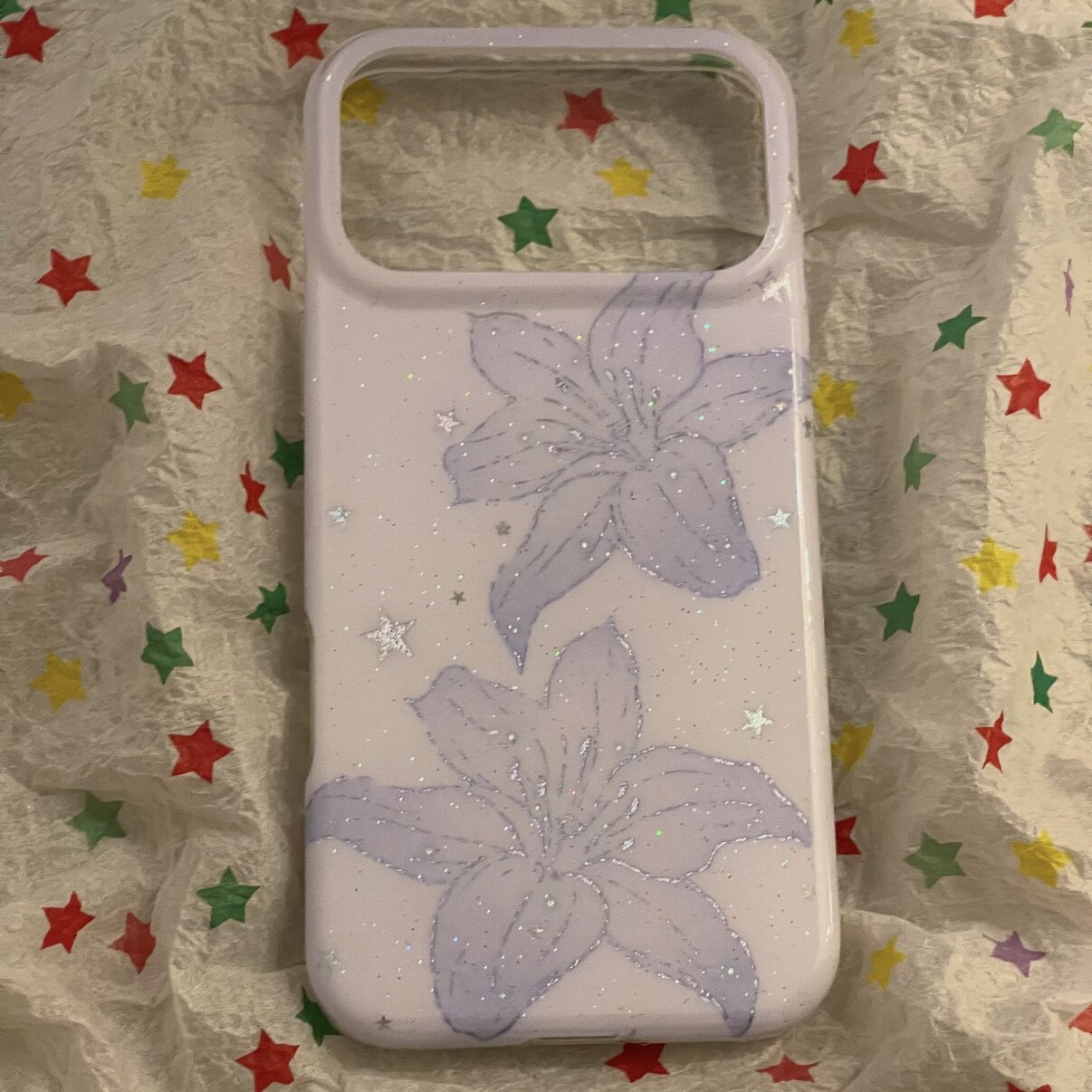 小众ins闪粉浅紫色百合花适用iPhone17手机壳16promax苹果15/14/13温柔韩系