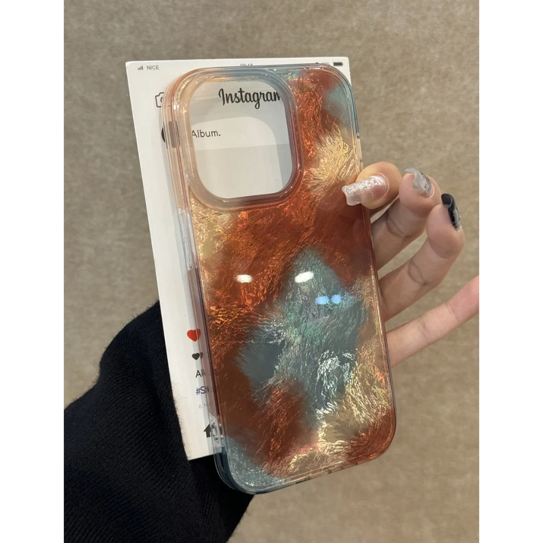 秋冬蓝绿拼咖啡色晕染适用iPhone17手机壳16promax苹果15/14/13防摔小众高级