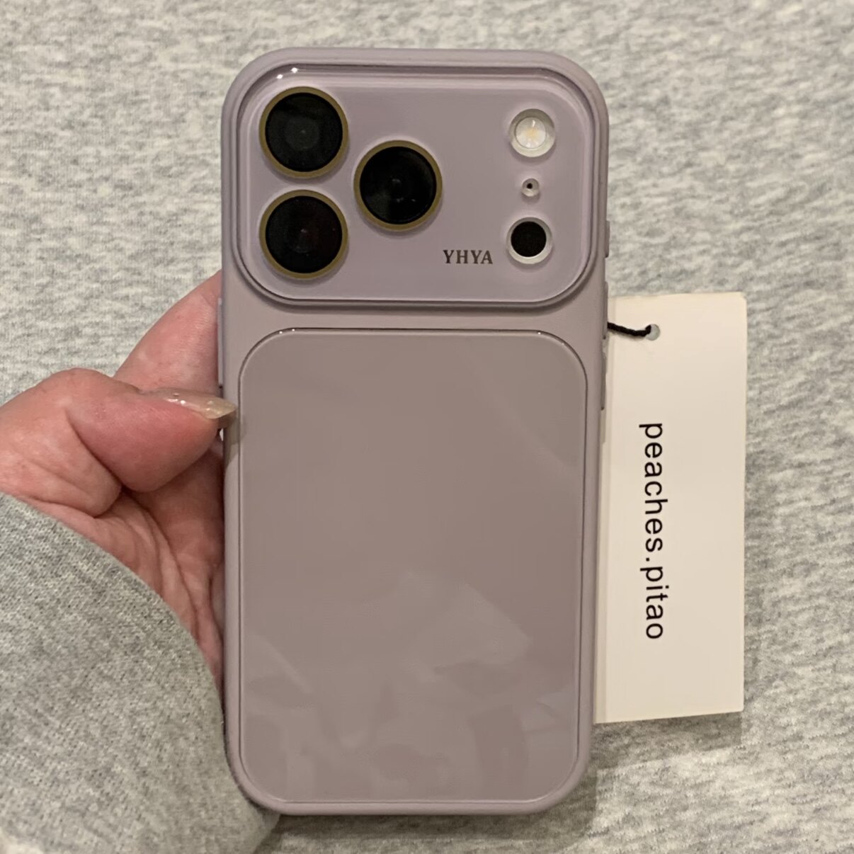 高级感灰紫色玻璃壳大视窗适用iPhone17手机壳16promax苹果15/14/13小众纯色简约