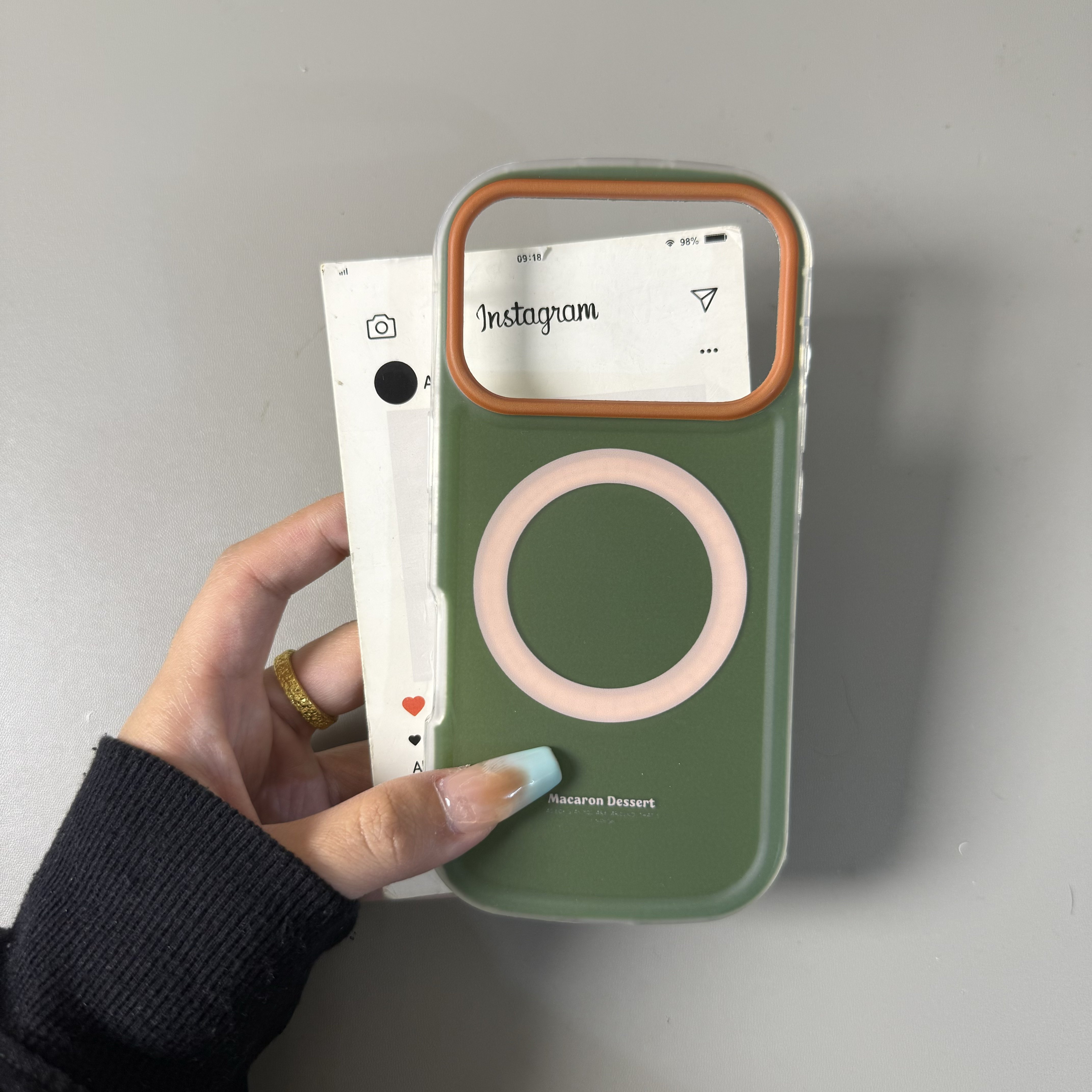 高级感松林绿撞色磁吸壳适用iPhone17手机壳16promax苹果15/14/13纯色小众简约韩图片