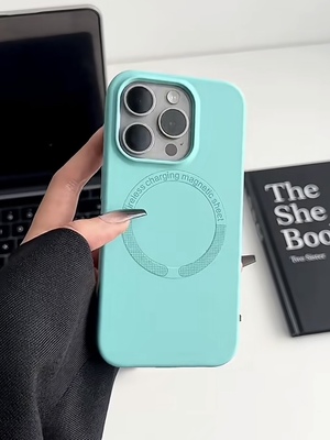 ins冰海蓝纯色磁吸壳适用iPhone17promax/16手机壳苹果15/14/13x软12也液态硅胶11