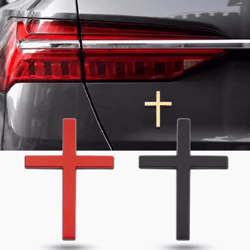 十字架车标汽车3D立体改装金属车贴车载摩托车身十字标车贴尾箱贴