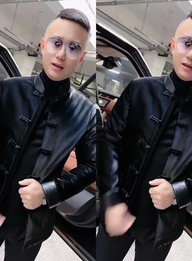 933春季重工艺中国风唐装黑色秋冬加厚保暖商务休闲外套夹克正装