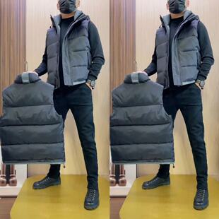 秋冬新款马甲男款年轻薄羽绒棉混纺秋冬款男保暖坎肩外穿马夹外套
