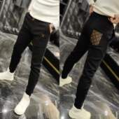 冬季 运动裤 黑色卫裤 保暖时尚 922欧货商务男装 潮流长裤 厚款 个性 帅