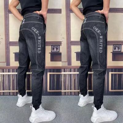 s113优质刺绣字母时装束身牛仔裤