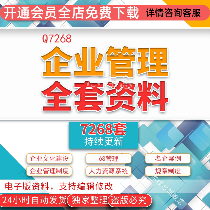 企業(yè)運(yùn)營全套管理制度表格模板資料6S管理流程與系統(tǒng)公司文化建設(shè)合同范本績效考核人才測評管理流程與系統(tǒng)等