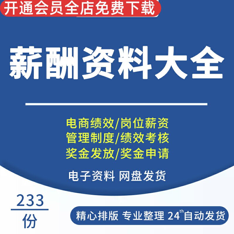 薪酬体系设计管理绩效考核人力资源员工激励方案人事工资奖金资料电商绩效岗位薪资管理制度绩效考核奖金发放