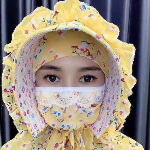 干农活遮阳帽子女夏防晒衣帽一体太阳帽口罩遮脸防紫外线骑车护颈 - 封面