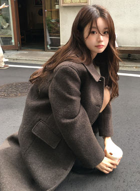 日系简约小个子羊绒呢子大衣女2026秋冬新款巨好看高品质毛呢外套