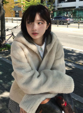 学院风连帽小个子羊羔毛外套女2026秋冬新款高级感百搭巨好看上衣