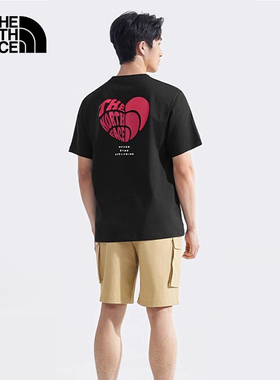 TheNorthFace北面情侣款短袖T恤25春夏户外舒适纯棉爱心半袖8D7U