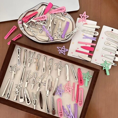 发夹随机合金发卡多巴胺刘海夹Y2K甜酷辣妹侧边夹子鸭嘴夹diy材料