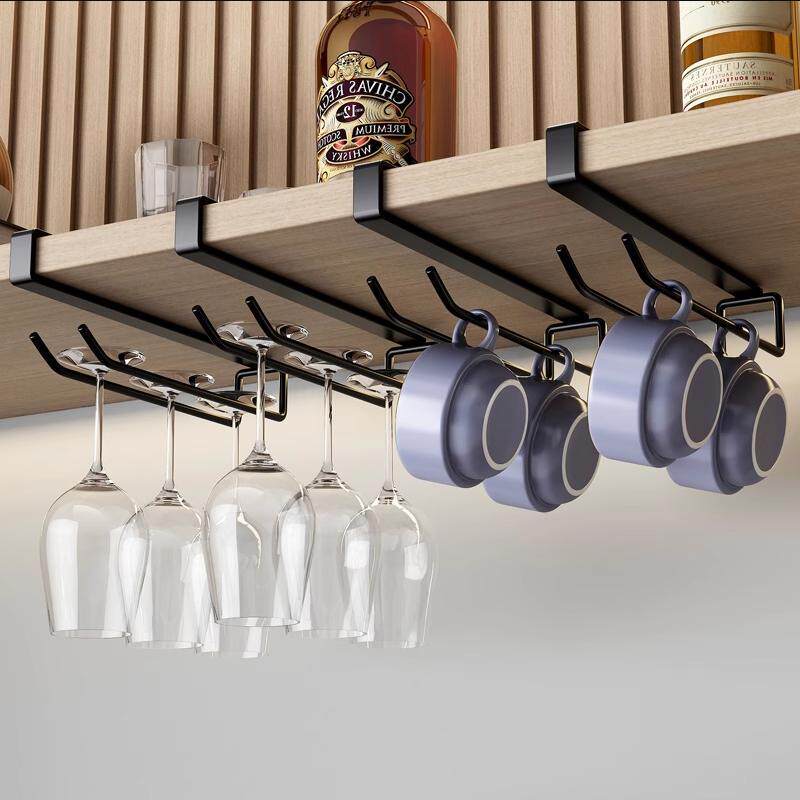 免打孔红酒杯架倒挂酒柜高脚杯收纳架子家用高端悬挂轻奢高档摆件