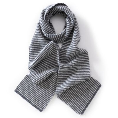 轻奢高端高级感山羊绒条纹围巾男女秋冬保暖百搭针织围脖情侣款