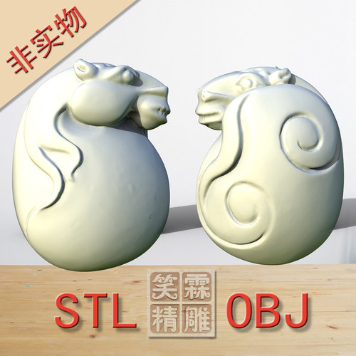 马头手把件3D打印STL格式立体圆雕图OBJ格式雕刻文件