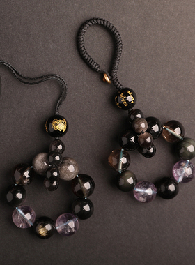 爆款五行喜用水黑曜石挂