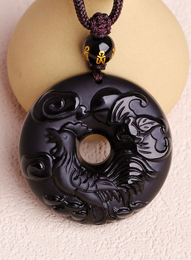 天然黑曜石12十二生肖吊