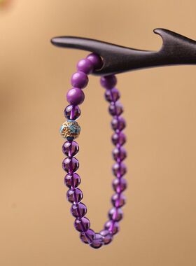 2023新年乌拉圭紫水晶手串紫云母搭配精美送女友