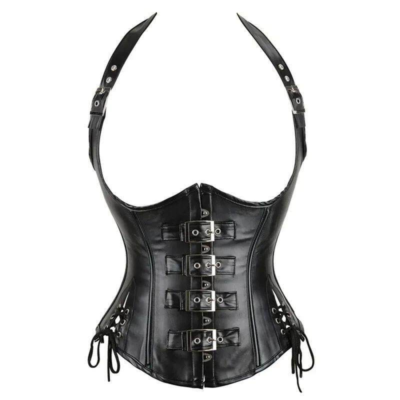 Steampunk Underbust Corset Vest Waist Cincher Vest Leather B