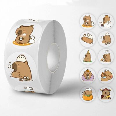 500pcs/Roll Cute Capybara Sticker Waterproof Graffiti Aesthe