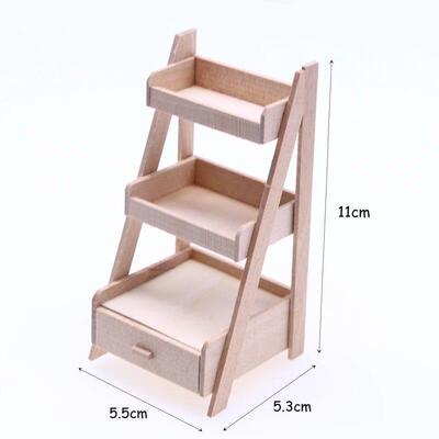 1Pcs Dollhouse Miniature Plant Wooden Shelf Flower Stand Sim