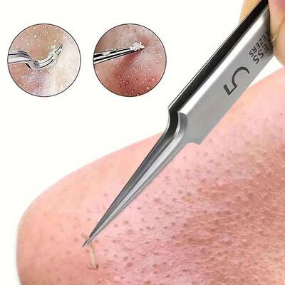 1 Pack Extra Fine No. 5 Cellular Acne Blackhead Tweezers - F