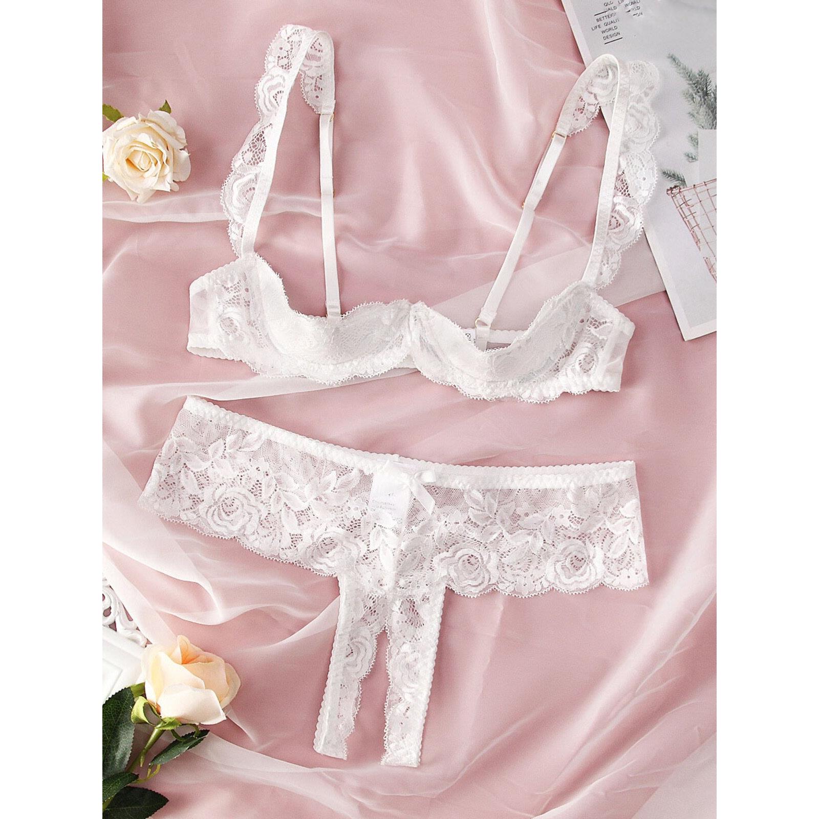 Women's Fun Underwear Transparent Lace Sexy Bra Set