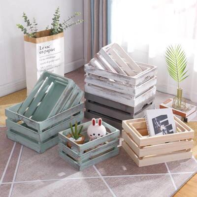 Retro wooden crate solid wood storage box wooden frame box