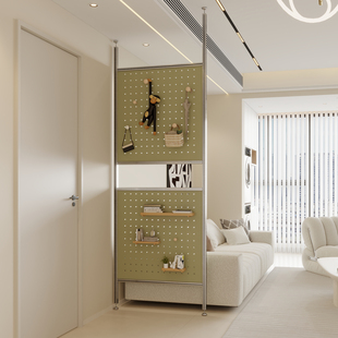 简约铝型材洞洞板屏风桦木海洋板客厅顶天立地免打孔多层装饰隔断