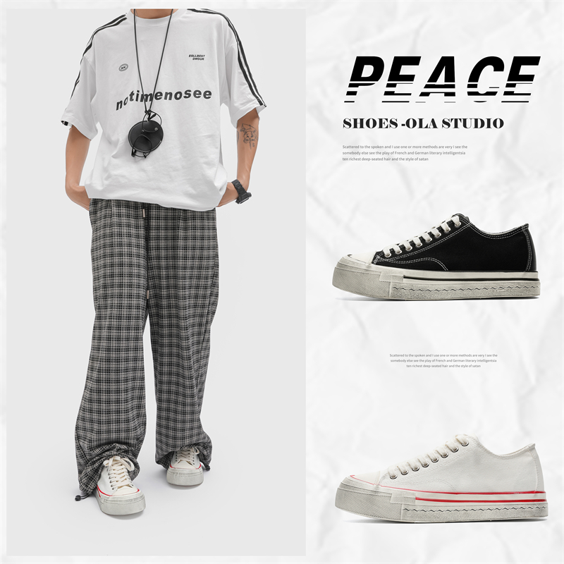 小众日系复古百搭夏大头做旧硫化鞋低帮帆布鞋XZ517-1XZ237P65，男鞋帆布鞋，星座517-1