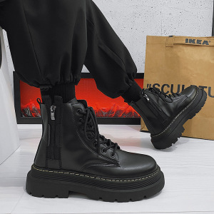 秋冬新款港风机车皮靴高帮皮鞋厚底增高马丁靴XZ517-1 XZ6903 P60图片