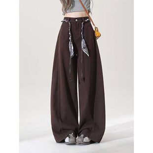 美式复古阔腿弯刀牛仔裤女春季辣妹韩版通勤宽松显瘦松弛感休闲裤