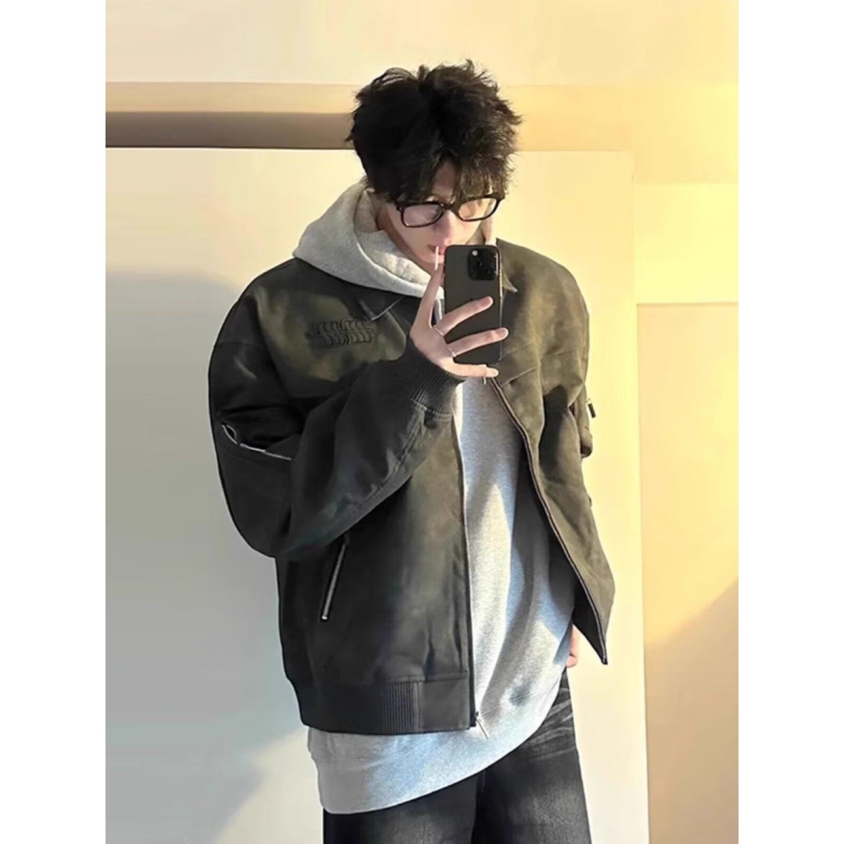 2025秋冬新款新款美式设计感夹克秋季潮牌复古翻领皮衣百搭休闲PU