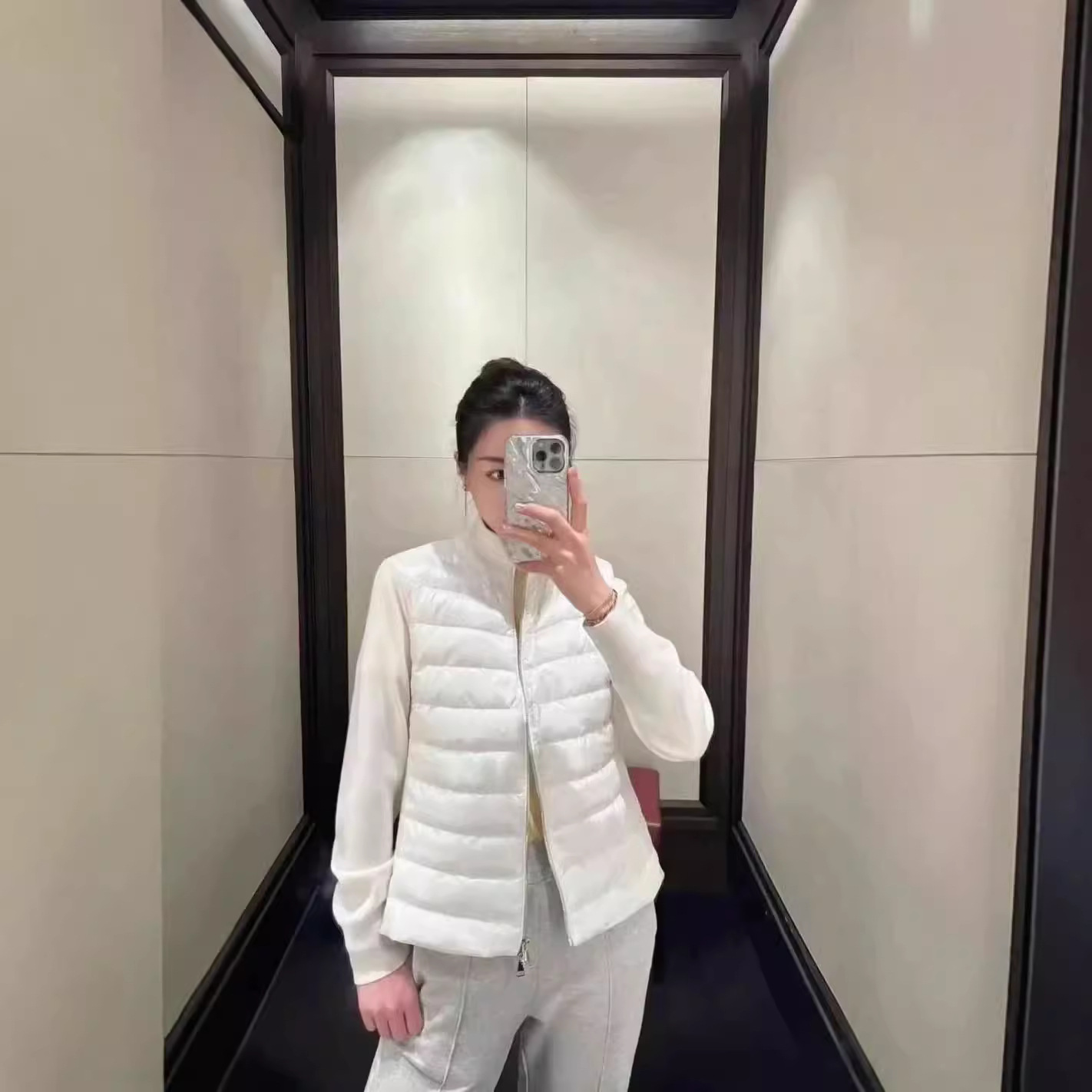 立领针织拼接袖标羽绒服女生轻薄羽绒外套显瘦短款修身外套百搭