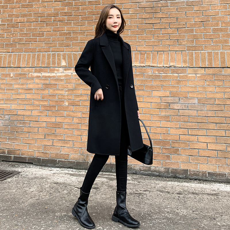 双面羊绒大衣女新款高端小个子修身显瘦羊毛大衣呢外套女加厚秋冬