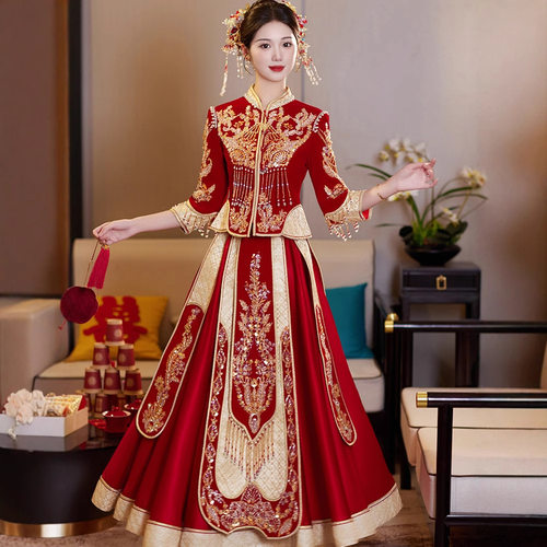 秀禾服婚服2025新款结婚敬酒服婚服婚礼秀禾嫁衣出阁服冬季显瘦