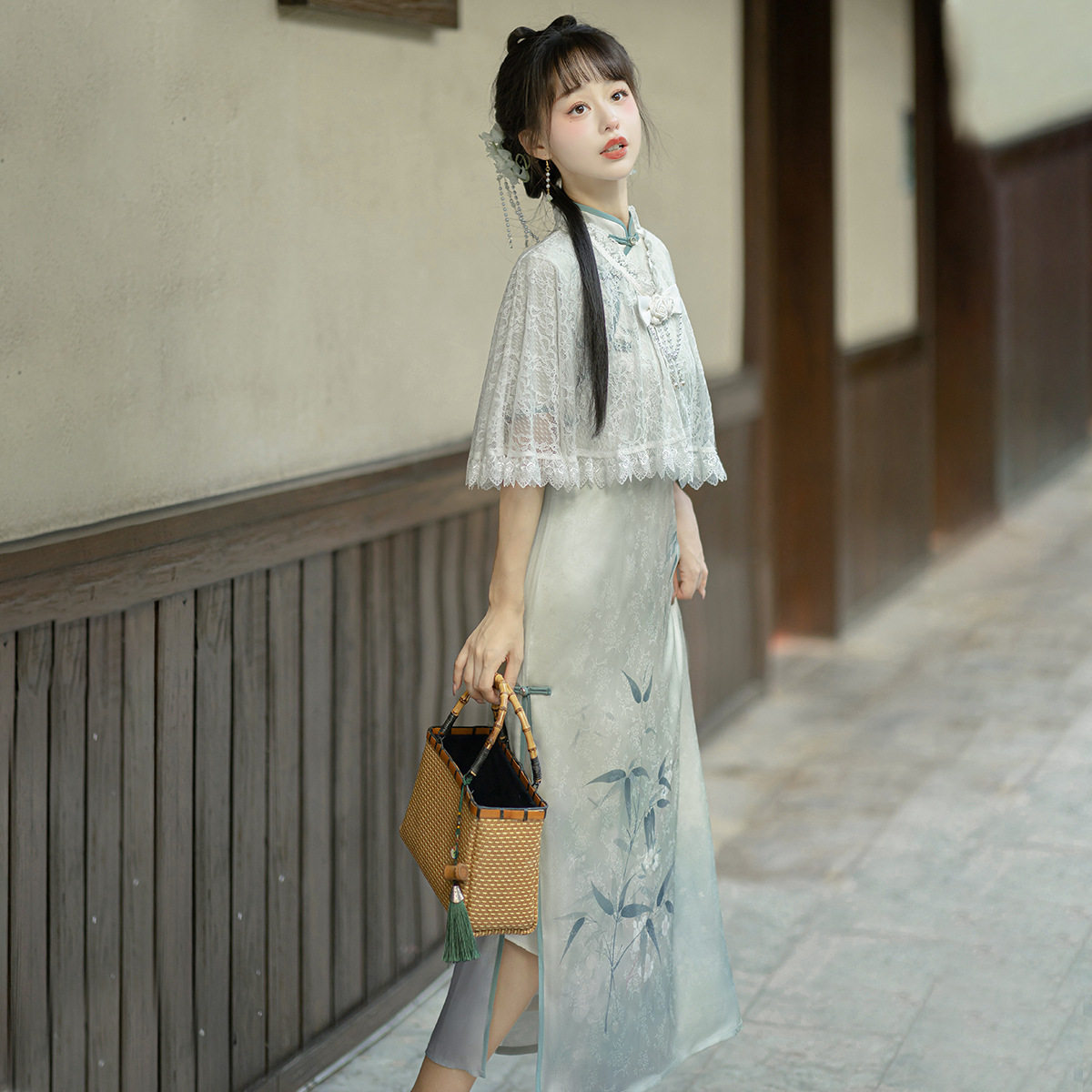 原创空山新雨汉服女中国风改良日常汉元素旗袍连衣裙套装汉服套装