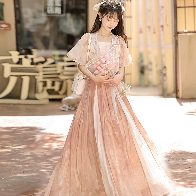 汉服女中国风改良日常汉元素新中式套装汉服套装日常可穿连衣裙装