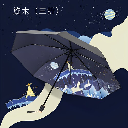 红叶伞折叠雨伞黑胶防晒遮阳