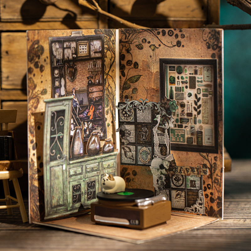 复古旧影系列硬卡贴纸包10张入  做旧柜子主题手帐装饰素材贴画