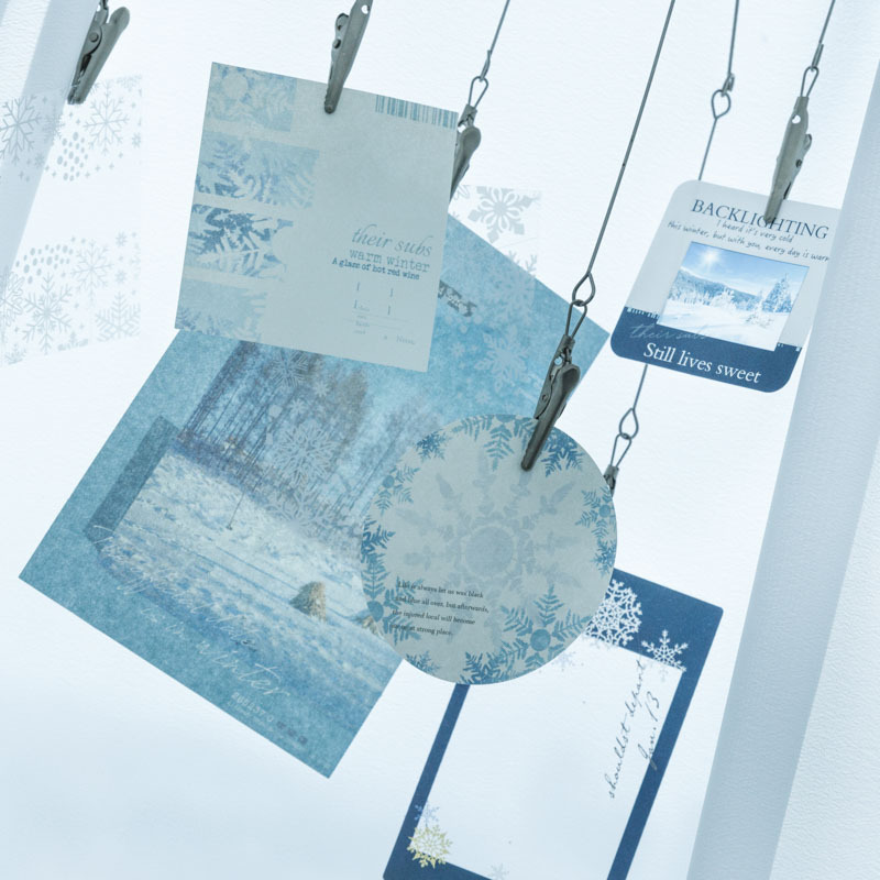 夏雪冬花系列混合材质素材包50张入 INS风胶片氛围手帐装饰打底纸