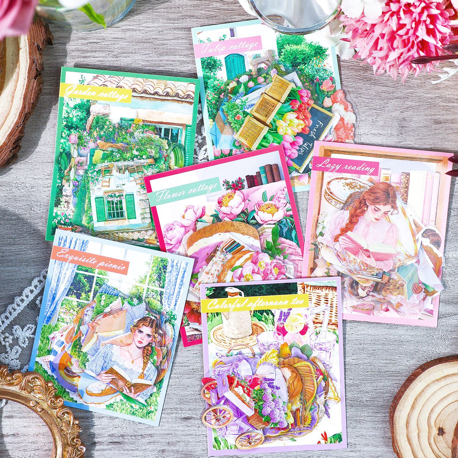 花季的约会系列PET防水贴纸包25张 花卉人物家居手帐装饰素材贴画