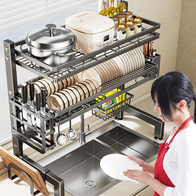 厨房多功能水槽置物架碗碟收纳洗碗水池多层沥水架碗盘锅具放置架